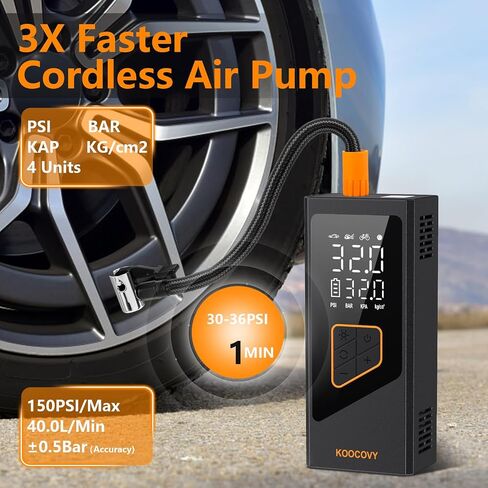 Tire Inflator Portable Air Compressor 7800mAh, 150PSI Electric LCD Display with Tire Gauge Pressure, Auto Tire Inflator for Car, Bike, Motorcycle, Ball, Car Accessories Gifts for Men in Saudi Arabia