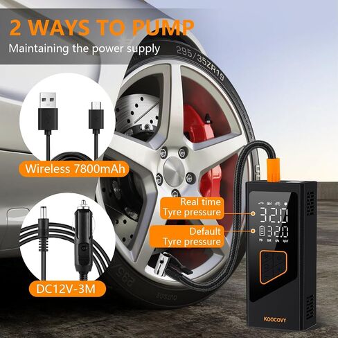 Tire Inflator Portable Air Compressor 7800mAh, 150PSI Electric LCD Display with Tire Gauge Pressure, Auto Tire Inflator for Car, Bike, Motorcycle, Ball, Car Accessories Gifts for Men in Saudi Arabia