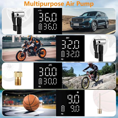 Tire Inflator Portable Air Compressor 7800mAh, 150PSI Electric LCD Display with Tire Gauge Pressure, Auto Tire Inflator for Car, Bike, Motorcycle, Ball, Car Accessories Gifts for Men in Saudi Arabia
