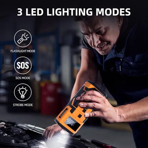 منفاخ إطارات تيسلا محمول، ملحقات تيسلا موديل 3 Y S X، مضخة إطارات تيسلا مع 2 في 1 150 رطل لكل بوصة مربعة لاسلكية 12 فولت تيار مستمر مصباح LED للسيارة والدراجات والبالونات in Kuwait