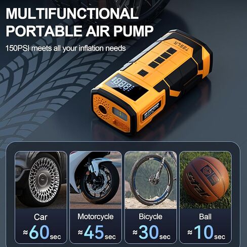 منفاخ إطارات تيسلا محمول، ملحقات تيسلا موديل 3 Y S X، مضخة إطارات تيسلا مع 2 في 1 150 رطل لكل بوصة مربعة لاسلكية 12 فولت تيار مستمر مصباح LED للسيارة والدراجات والبالونات in Kuwait