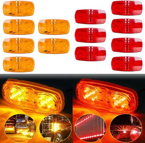 أضواء علامة المقطورة، مصابيح LED 2 × 4، مصابيح إزالة مزدوجة 12 LED، 7 مصابيح حمراء 6 كهرمانية 12 فولت، مصابيح مقطورة مثبتة على السطح لشاحنات التخييم RV in Kuwait
