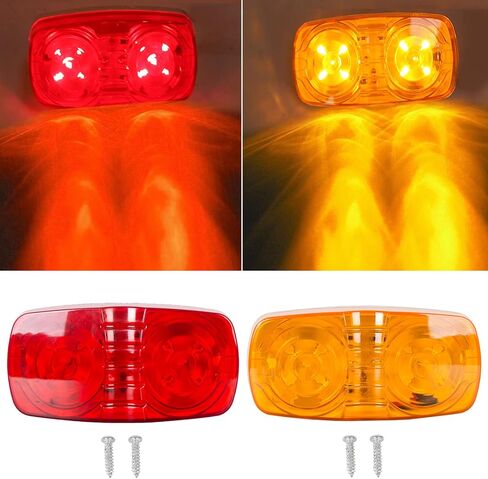 أضواء علامة المقطورة، مصابيح LED 2 × 4، مصابيح إزالة مزدوجة 12 LED، 7 مصابيح حمراء 6 كهرمانية 12 فولت، مصابيح مقطورة مثبتة على السطح لشاحنات التخييم RV in Kuwait