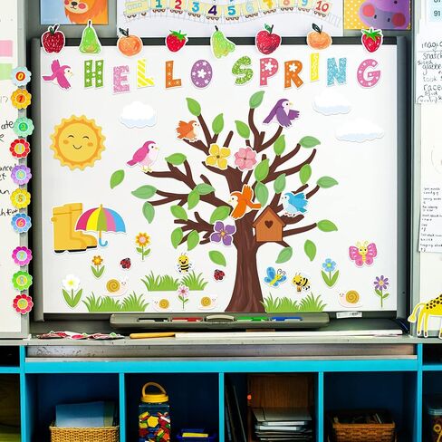 340 قطعة من شجرة الموسم والفصل الدراسي ولوحة الديكور والأشجار الموسمية مرحبًا بالربيع والصيف والخريف والشتاء، وقصاصات على الجدار الحدودي، ومستلزمات الحفلات، وديكورات لمنزل المدرسة الابتدائية in Kuwait