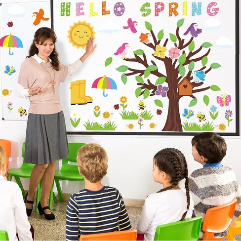 340 قطعة من شجرة الموسم والفصل الدراسي ولوحة الديكور والأشجار الموسمية مرحبًا بالربيع والصيف والخريف والشتاء، وقصاصات على الجدار الحدودي، ومستلزمات الحفلات، وديكورات لمنزل المدرسة الابتدائية in Kuwait