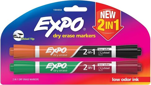 EXPO Dry Erase 2-in-1 Markers, Chisel Tip, Assorted, 2-Count in Saudi Arabia