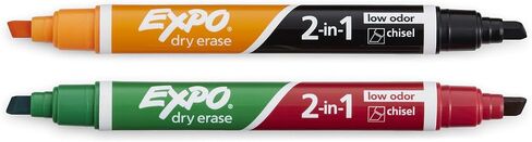 EXPO Dry Erase 2-in-1 Markers, Chisel Tip, Assorted, 2-Count in Saudi Arabia