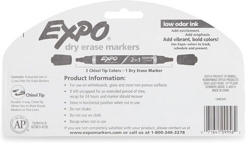 EXPO Dry Erase 2-in-1 Markers, Chisel Tip, Assorted, 2-Count in Saudi Arabia