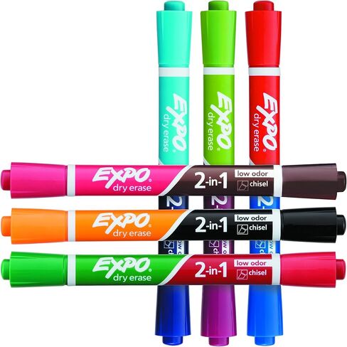 EXPO Dry Erase 2-in-1 Markers, Chisel Tip, Assorted, 2-Count in Saudi Arabia