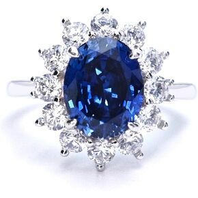 Princess Diana Royal Blue Halo Ring – Thick 18K White Gold-Plated on Solid 925 Sterling Silver for Long-Lasting Shine, Certified Lab-Grown Sapphire with Dazzling Fire, Luxury Gift Box – Ideal for Engagement, Anniversary, or Birthday
