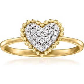 Ross-Simons 0.10 ct. t.w. Pave Diamond Heart Ring in 18kt Gold Over Sterling