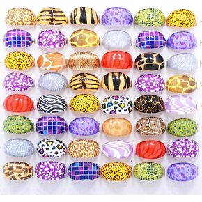 Colorful Acrylic Resin Knuckle Rings Set for Women, Chunky Leopard Print Candy-Colored Stackable Rings, Trendy Translucent Statement Ring for Everyday Party Wear Bulk Assortment