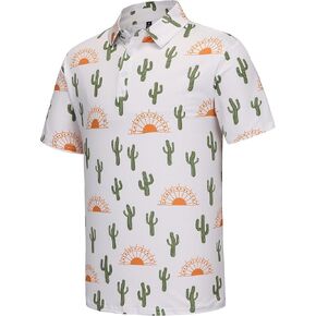Men's Golf Polo Shirts Funny Golf Shirts for Men Performance Moisture Wicking Quick Dry Athletic Short Sleeve Shirts