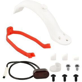 Flylin Scooter Rear Fender, Mudguard Bracket with Screws/Hook/Tail Light, Compatible with M365 Electric Scooter (Black)