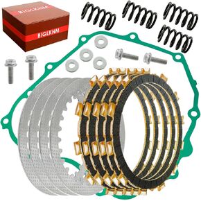 Friction Steel Clutch Disc Kit & Gasket Springs Bolts Compatible with Ninja 250R EX250J 2008-2012 OEM#13088-0038 13089-0021 Motorcycle Clutch Kit