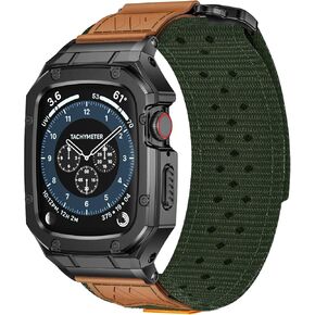 Stainless Steel Band with Case Compatible with Apple Watch Ultra 2/1 49mm Series SE 9 8 7 6 5 4 3 2 1 38mm 40mm 41mm 42mm 44mm 45mm with Metal Protective Rugged Cover for iWatch Bands Men