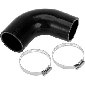 X AutoHaux 1 Set 48mm/1.89 "ID 90mm/3.54" طول 90 درجة خرطوم سيليكون أسود مع خرطوم سائل التبريد العالمي