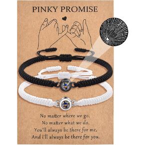 Couples Bracelets Matching Bracelets For Couple Anniversary Him and Her Long Distance Relationship Gifts for Girlfriend Boyfriend Husband Wife Birthday Soulmate 100 Languages Black White
