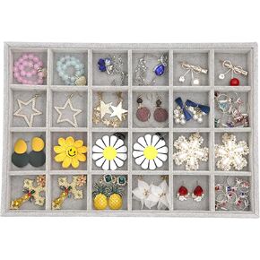 Stratalife Stackable Jewelry Tray 12 Grid Velvet Jewelry Display Jewelry Organizer Bracelet Storage for Drawer Showcase Drawer Inserts(12 Grid)