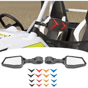 WeiSen Rear View Side Mirrors fit 1.75" to 2" Round Roll Bar with Break Away Design Compatible with Polaris RZR Ranger Pioneer Maverick Commander Wolverine Teryx