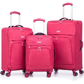 3 Piece Softside Luggage Sets – Lightweight Durable Suitcase with 360° Silent Spinner Wheels & Retractable Handle, Softshell Carry On for Business/Family Travel (20in/24in/28in)