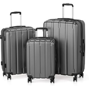 Karl home Suitcase Set 3 Piece, PC+ABS Hardshell Luggage Set with TSA Lock & Spinner Wheels, Lightweight Carry on Checked Luggage for Women Men (20"/24"/28", Rose Gold)
