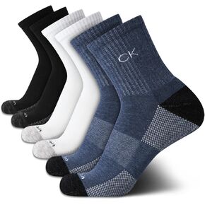 Calvin Klein Mens Socks - Athletic Cushioned High Quarter Cut Socks (6 Pack)