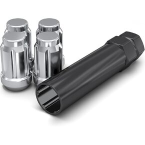 White Knight 3806-4 Chrome M12x1.25 SPLINE LUG NUT مع المفتاح ، 4 عبوات (لعجلات ما بعد البيع مع مقاعد قطرها 0.80 بوصة أصغر)