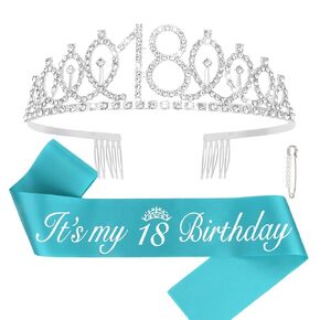 Cavetee Happy 10th Birthday Sash and Crown 10th Decorts for Girls Blue إنه عيد ميلادي للهدايا العاشرة لعيد الميلاد