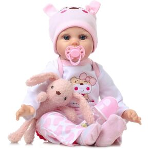 Realistic Reborn Baby Doll Girl 22", Sweet Real Life Like Bebes de Silicona Reales Handmade, Lifelike Reborn Doll Soft Vinyl Weighted Gift Set with Birth Certificate & Feeding Kit Toys for Kids Age 3+