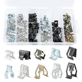 100pcs 10 أحجام السيارات u مقاطع Metal Trim لوحة الربيع المشابك القطع التقطيع مقاطع اللوحة الجسم Kit 4A0-867-276A متوافقة مع Audi
