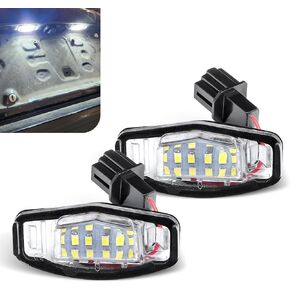 2 PCS LED License Plate Light, 18-SMD 6500K Bright White LED Tag Lamp Assembly Replacement, Automotive License Plate Light Assemblies, Compatible with Odyssey Civic Accord Pilot Acura