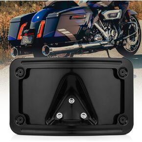 OKLPF Curved Laydown License Plate Mount Frame Compatible with Harley Davidson Motorcycle - Rear License Plate Bracket,with 3-Hole for Easy Installation,Side Holder (Black) OEM # 3148