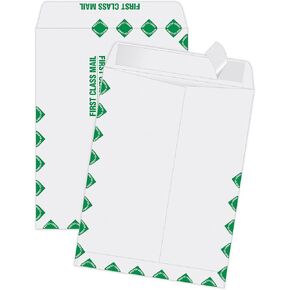 Quality Park 9 x 12 Catalog Mailing Envelopes, First Class Border, Redi-Strip Self Seal Envelope Closure, 28 lb White Wove Paper, 100 per Box (QUA44534)