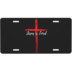 Jesus is Lord License Plate, Jesus Cross License Plate, 6" X 12" Metal Novelty Car License Plate Funny License Plate Front License Plate Decorations -01