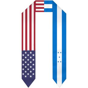 Honduras Mix USA United States Flag Graduation Stoles Shawl Sash Scraf For Study Aboard International Students Graduation's Day