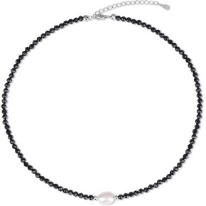 COAI 925 Sterling Silver Faceted Spinel Crystal Necklace, Beaded Choker Necklace for Women