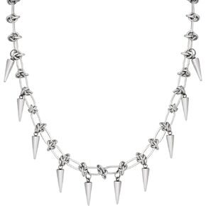 SACINA SACINA SILVER SILD-CHANKY SPIKE RCOKER ، NETLACE EMO Punk Grunge ، Goth Y2K المجوهرات الجمالية ، هدية مجوهرات عيد الميلاد للنساء