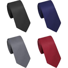 Ties for Men, Skinny Mens Ties 4 Pack Solid Color Mens Necktie for Wedding Business Casual