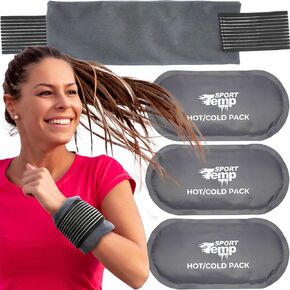 Hot & Cold Reusable Gel Packs (3 Packs + Adjustable Strap) Flexible Soft Compress - Ice & Heat Therapy for Injuries, Back, Shoulder, Hip, Knee, Joint Pain, Swelling, Bruises, Post Surgery - Sport Temp