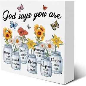 God Says I Am Princess Sign Positive Affirmation Wooden Sign Christian Inspirational Gifts for Kids Teen Girl Room Bedroom Dorm Home Shelf Bible Verse Decor 5 X 5 Inches
