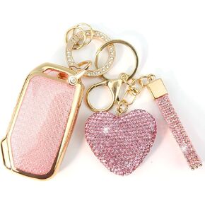 Key Fob Cover with Heart Keychain, Car Key Shell Compatible with Kia 2020-2022 Soul 2019-2021 Forte 2020-2021 Telluride K5 2021-2022 Seltos NIRO Sportage Sorento Protector (Silver)