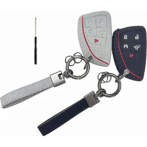 Silicone Rubber Key Fob Cover Compatible with 2025-2022 Chevy Chevrolet Silverado 1500 GMC Sierra 1500, 2025 2024 Silverado Sierra 2500HD 3500HD (Black/Pink)