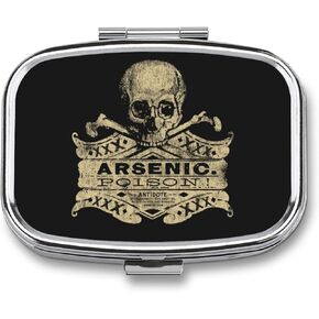 Metal 2 Compartment Pill Organizer Travel Friendly Portable Compact Pill Box Cute Pill Case to Hold Vitamins/Fish Oil/Supplements/Meds/Tablet for Purse/Pocket (Concentrated Poison) 1