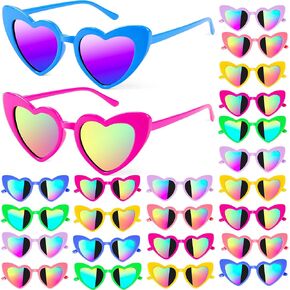 24 Pack Heart Sunglasses, Heart Shaped Sunglasses for Kids, Fashion Sunglasses Bulk for Boys Girls, Kids Sunglasses with UV400 Protection for Valentines Day, Birthday, Beach Pool Party Favors