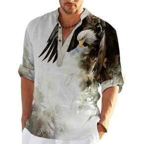 3D Print Shirts for Men Eagle Shirt Comfy Daily Tops Graffiti Animal Print Long Sleeve Cool Athletic Shirts-Eagle