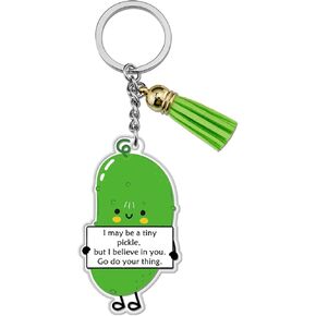 Emotional Support Keychains Set Fruit Taco Pickle Keychain Employee Appreciation Gifts with Inspirational Cards