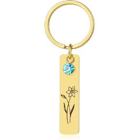 YeGieonr Birth Flower Keychains for Women, Key Chains Women Cute, Cool Keyring Gifts for Mom Grandma Daughter Friends