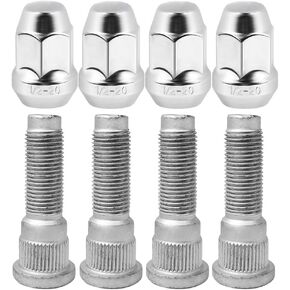 8PCS 1/2-20 Chrome Lug Nut Wheel Stud Set Compatible with 2002-2018 Jeep Grand Cherokee Wrangler Liberty Commander Wrangler JK, 2007-12 Dodge Nitro 68003287AA 611-122 610-448