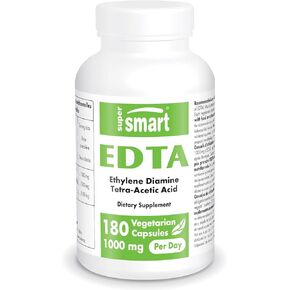 Supersmart - EDTA 1000mg يوميًا - ملحق Disodium EDTA الكالسيوم | غير المعد المعد-